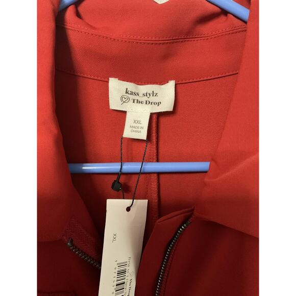 Kass_stylz The Drop Jumpsuit Womens 2XL Red Zip Front Utility Pocket Long Sleeve - Picture 2 of 12